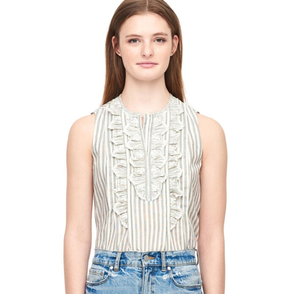 NWOT Rebecca Taylor Cotton Eyelet Striped Top, 6